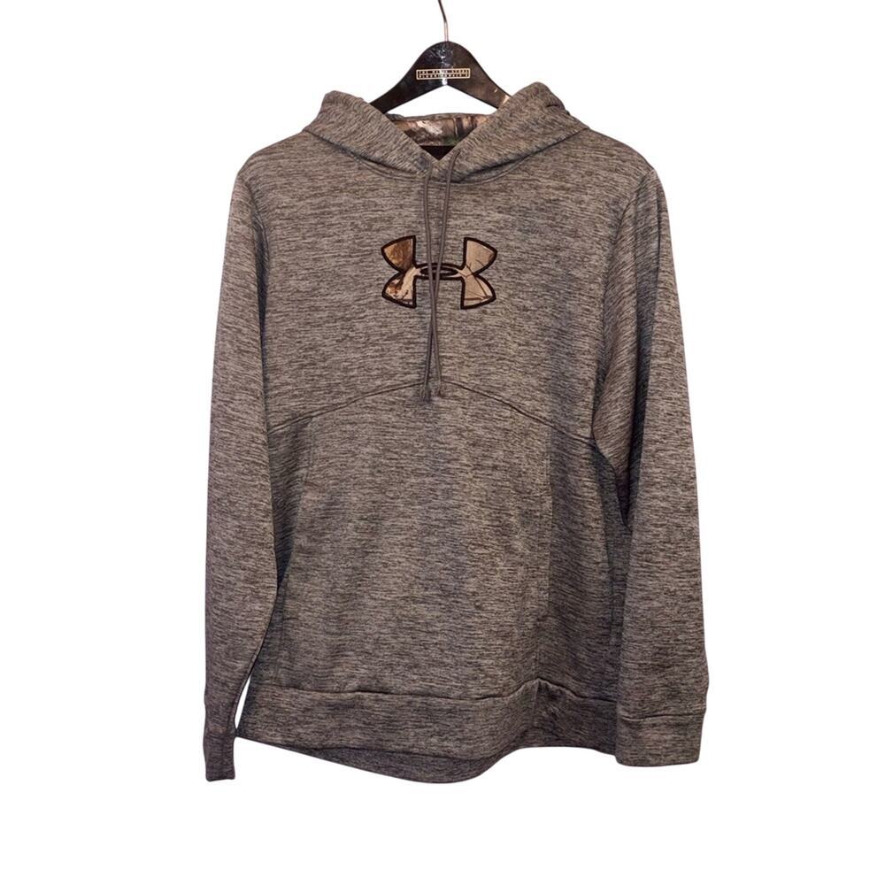 Mens Under Armour Gray Heathered Hoodie‎ with Logo Medium